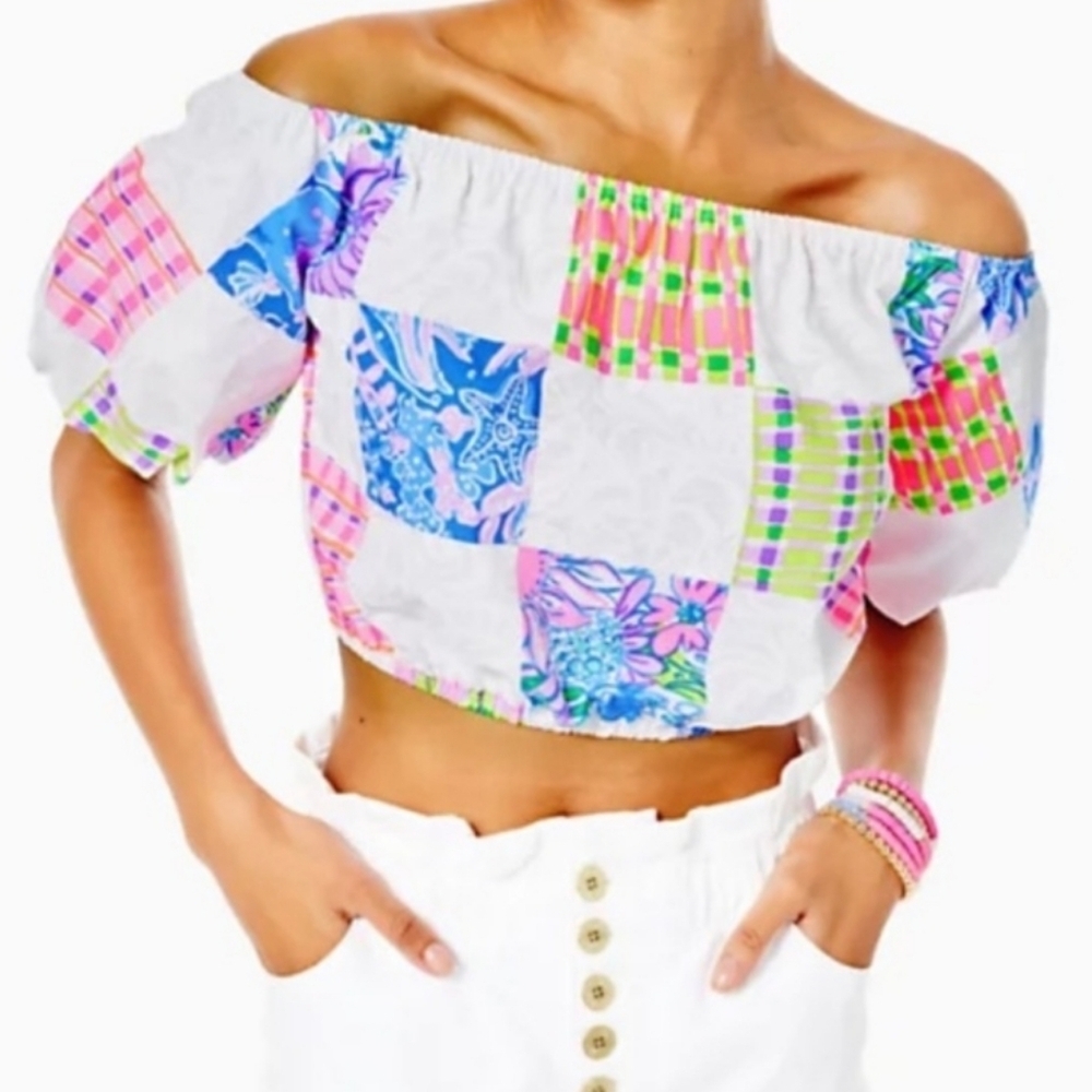 Lilly Pulitzer Esmeray Off The Shoulder Crop Top NWT